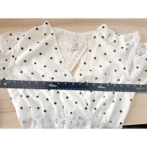 Just Me White and Black Tiered boho chic Ruffled maxi Sundress romantic size M - Picture 12 of 16